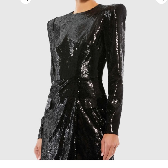 Mac Duggal Black Sequined Structured Faux Blazer Mini Dress - Picture 2 of 4